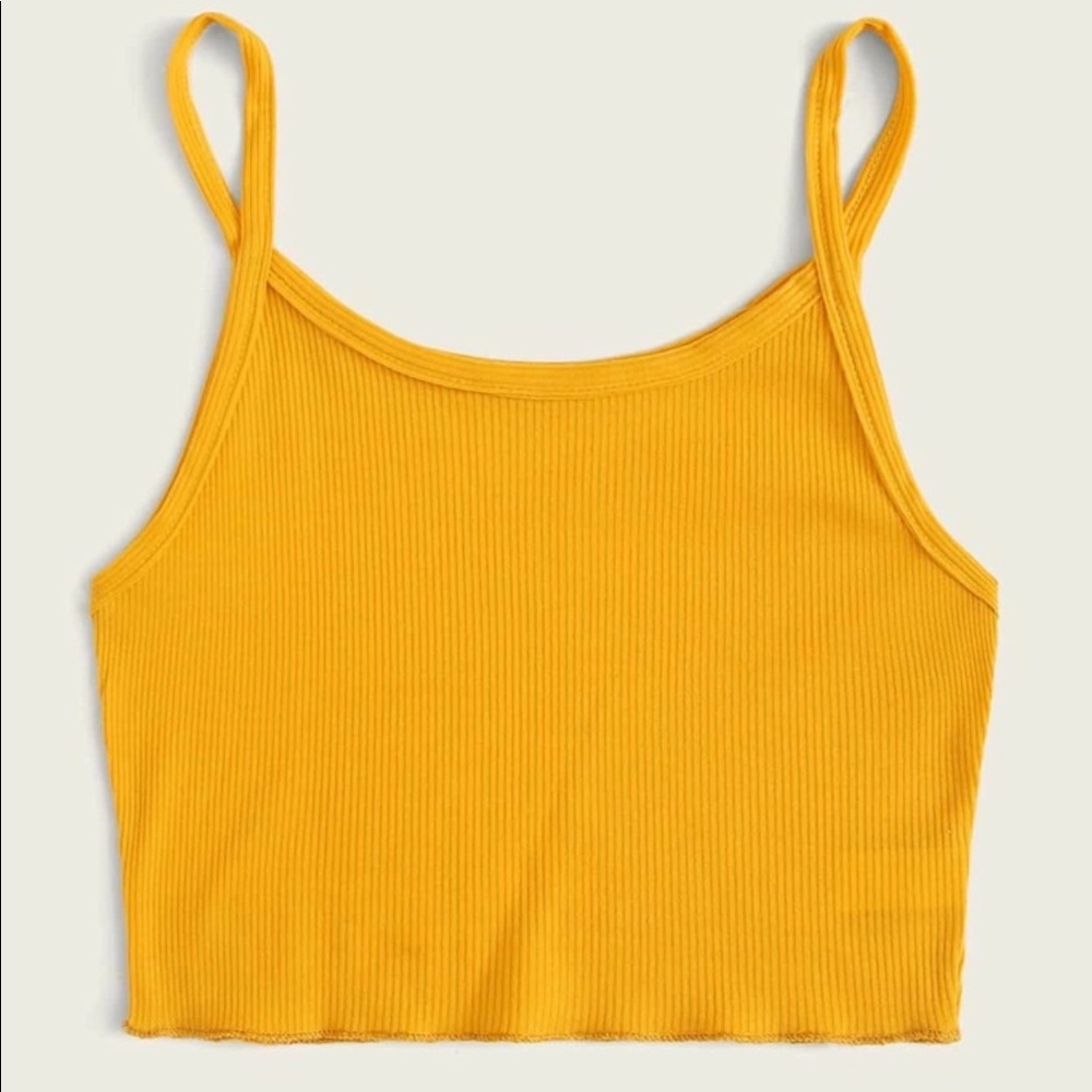 Yellow Ribbed Cropped Cami Top - NWOT